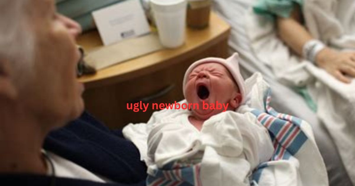 Ugly newborn baby with natural newborn features